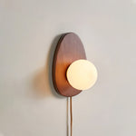 Orba Walnut Plug In Wall Lamp