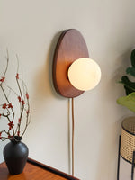 Orba Walnut Plug In Wall Lamp