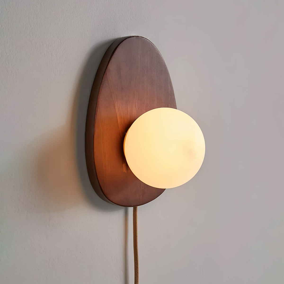 Orba Walnut Plug In Wall Lamp