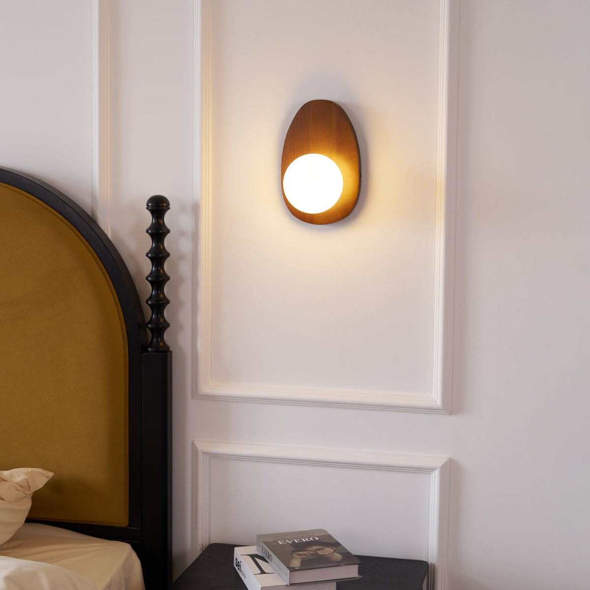 Orba Walnut Plug In Wall Lamp