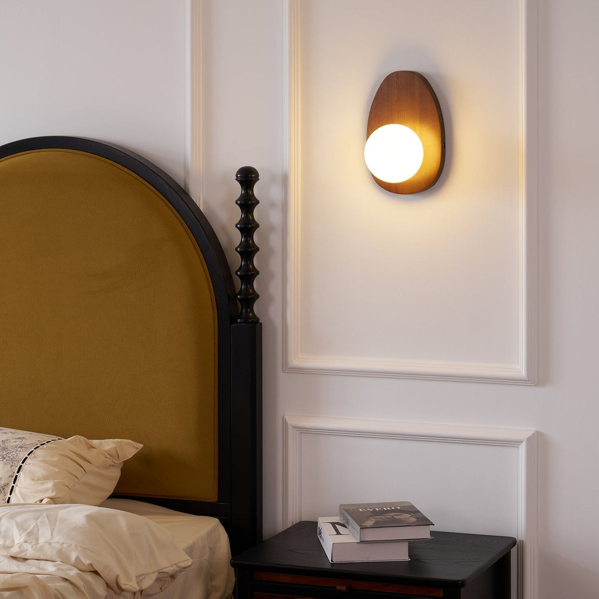 Orba Walnut Plug In Wall Lamp