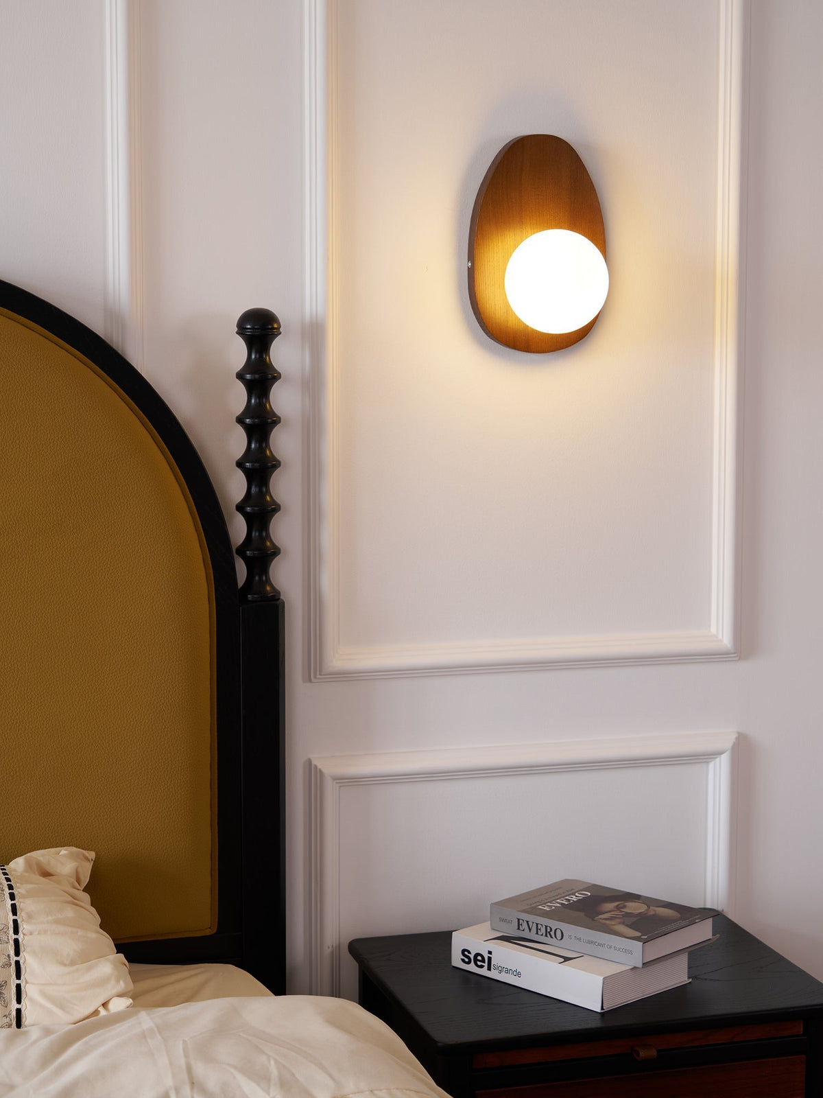 Orba Walnut Plug In Wall Lamp