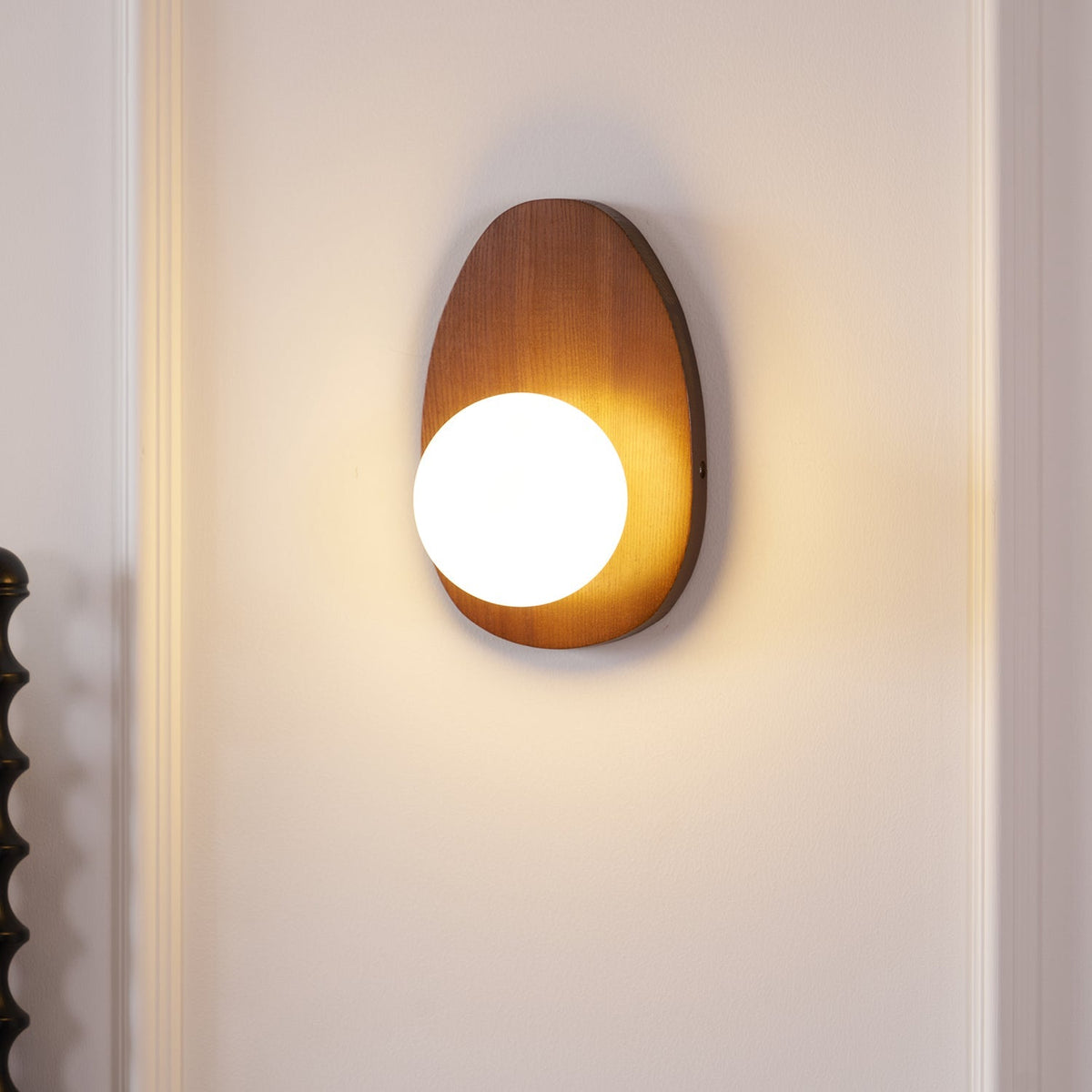 Orba Walnut Plug In Wall Lamp