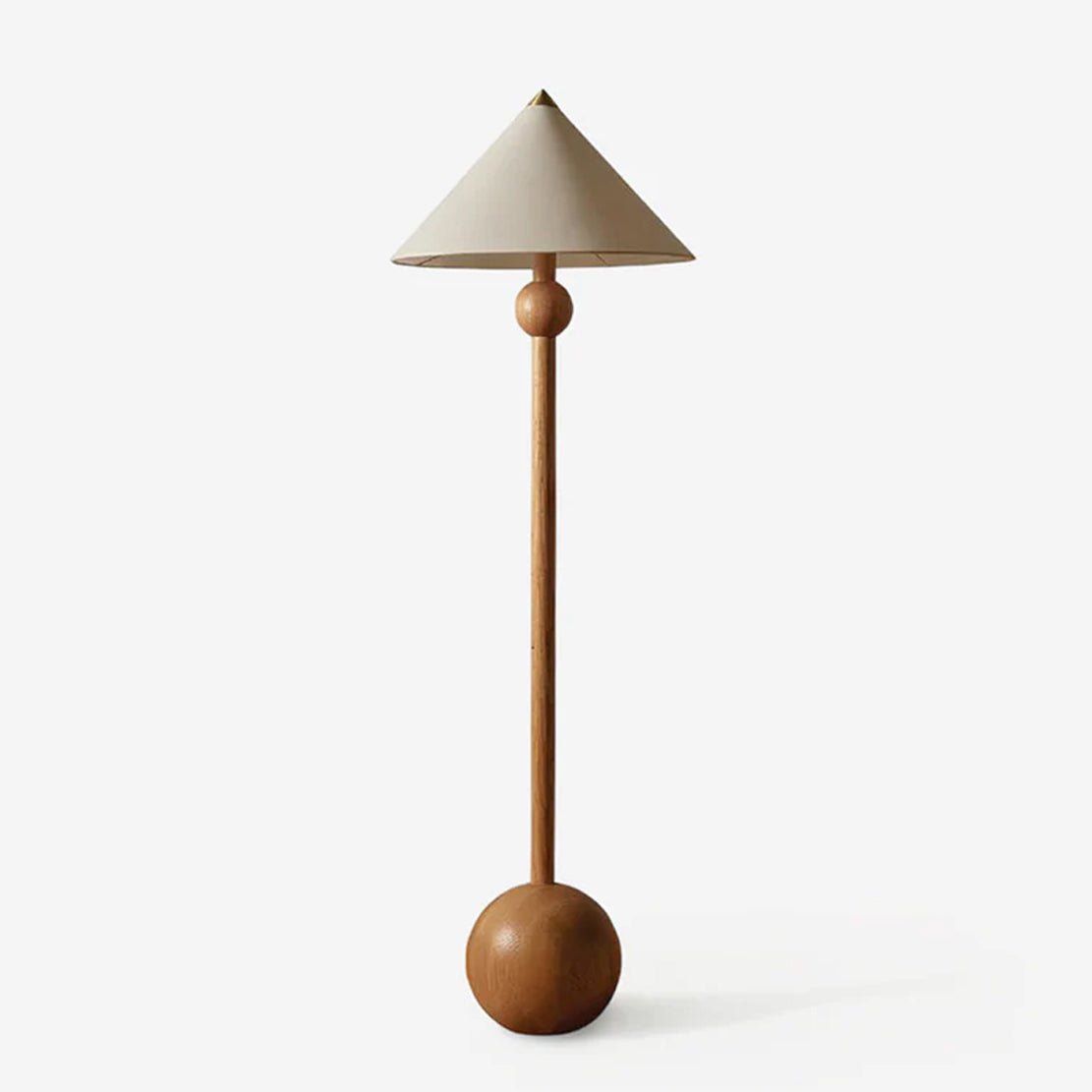Orbelle Balance Floor Lamp in Walnut Wood and Beige Fabric