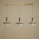 Orben Globe Pendant Light in Gold and Walnut with Opal Glass Shade