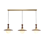 Orben Globe Pendant Light in Gold and Walnut with Opal Glass Shade