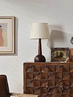 Orben Wood Table Lamp – Modern Walnut Bedside Lamp with Fabric Shade