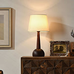 Orben Wood Table Lamp – Modern Walnut Bedside Lamp with Fabric Shade