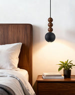 Orbio Sphere Pendant Light — Walnut & Black Travertine Ceiling Lamp