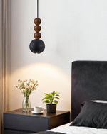 Orbio Sphere Pendant Light — Walnut & Black Travertine Ceiling Lamp