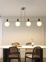 Orbis Quartet Linear Semi-Flush Ceiling Light in Brass and Walnut