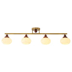Orbis Quartet Linear Semi-Flush Ceiling Light in Brass and Walnut