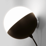 Orbit Dual Globe Wall Sconce in Opal Glass and Black Metal
