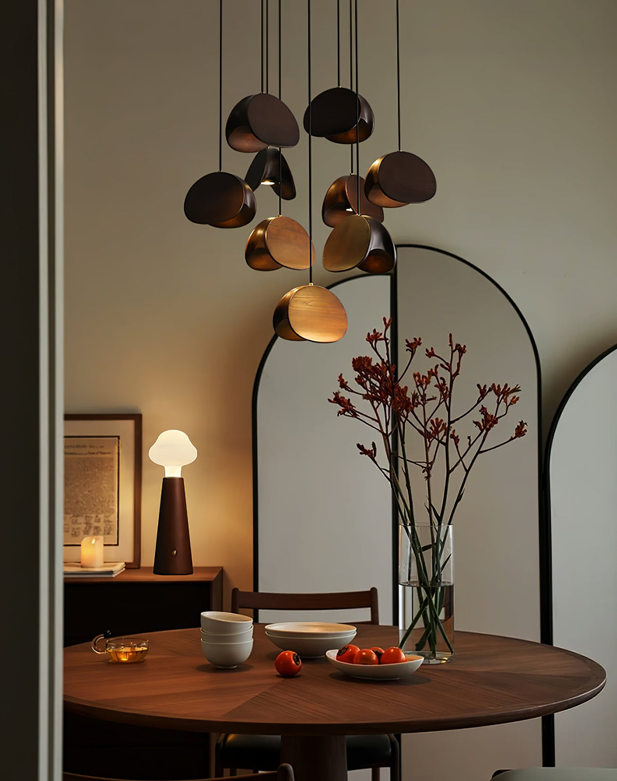 Orbit Fold Wood Pendant Light – Modern Nordic LED Hanging Lamp for Dining and Kitchen