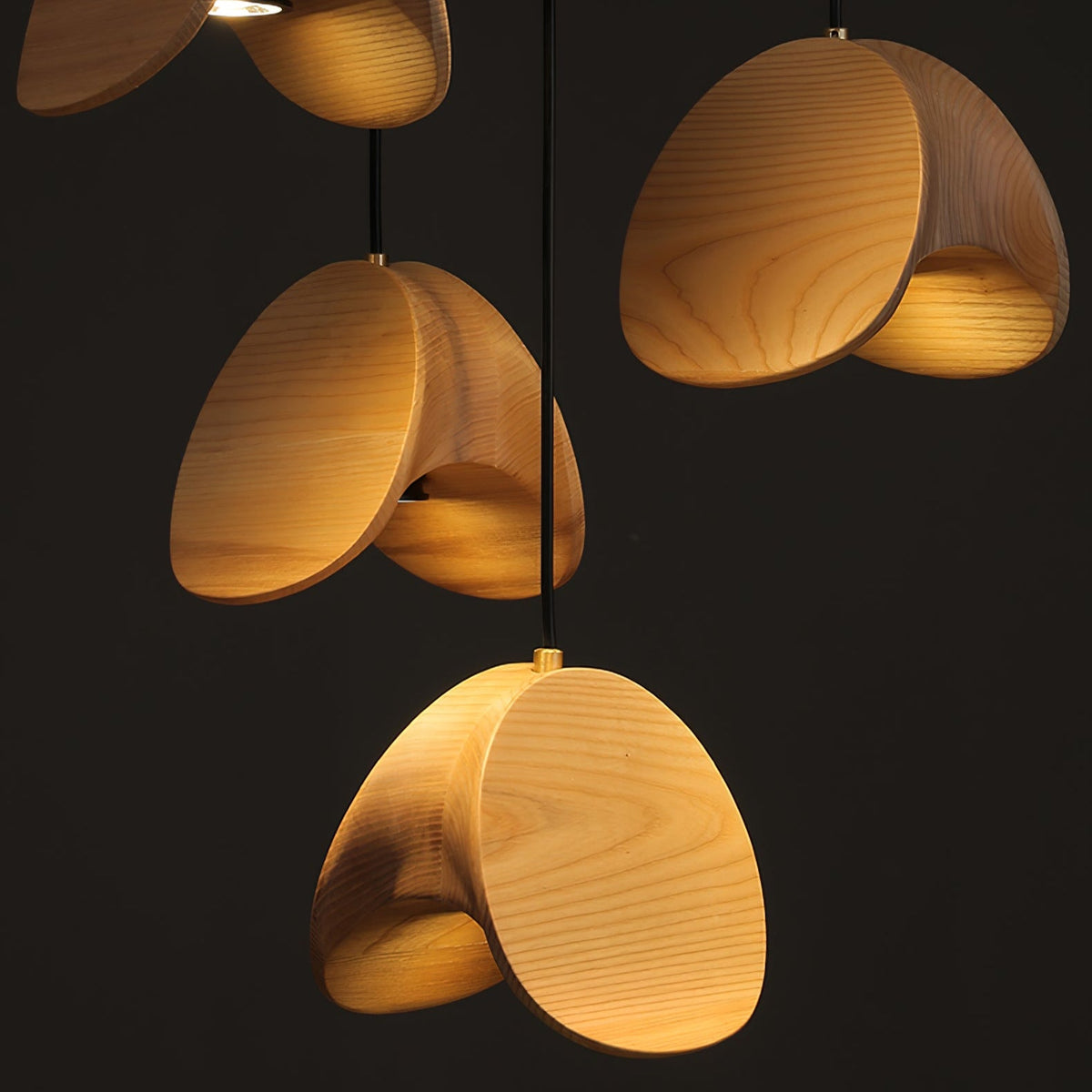 Orbit Fold Wood Pendant Light – Modern Nordic LED Hanging Lamp for Dining and Kitchen