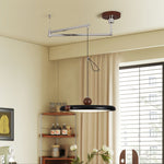 Orbit Line Swing Arm Pendant Light – Modern LED Ceiling Lamp with Wood Accents