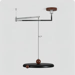 Orbit Line Swing Arm Pendant Light – Modern LED Ceiling Lamp with Wood Accents