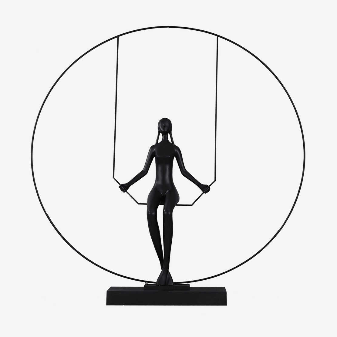 Orbit Swing Sculpture – Matte Black Figurative Art Piece for Modern Interiors