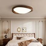 Walnut Curved Edge Ceiling Light – Modern Flush Mount LED Fixture
