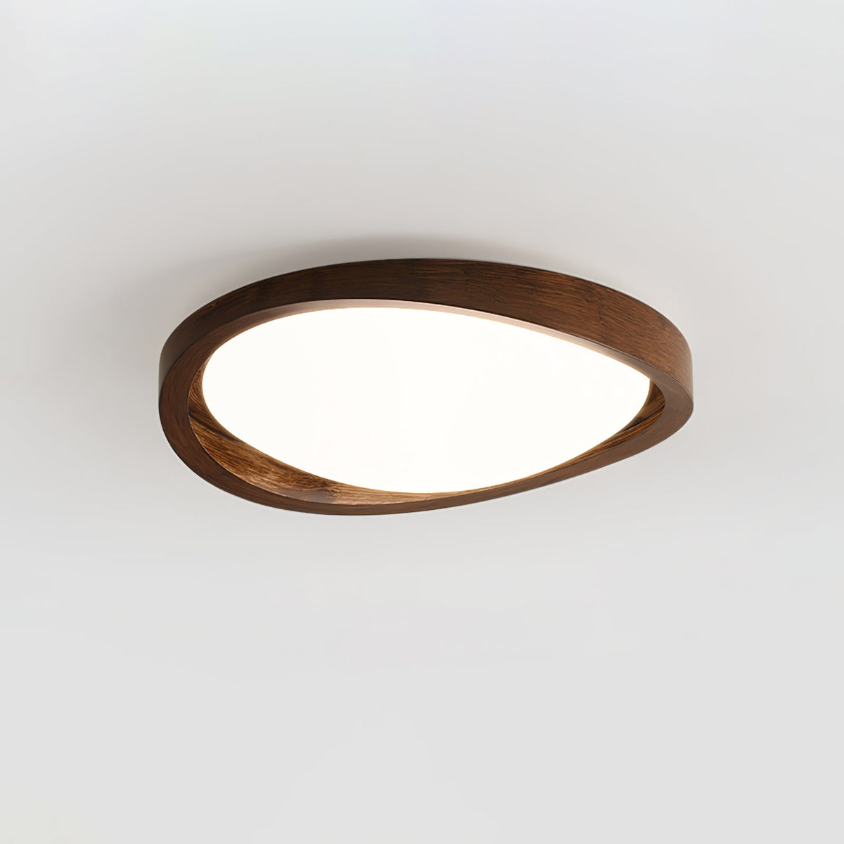 Walnut Curved Edge Ceiling Light – Modern Flush Mount LED Fixture