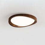 Walnut Curved Edge Ceiling Light – Modern Flush Mount LED Fixture