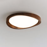 Walnut Curved Edge Ceiling Light – Modern Flush Mount LED Fixture