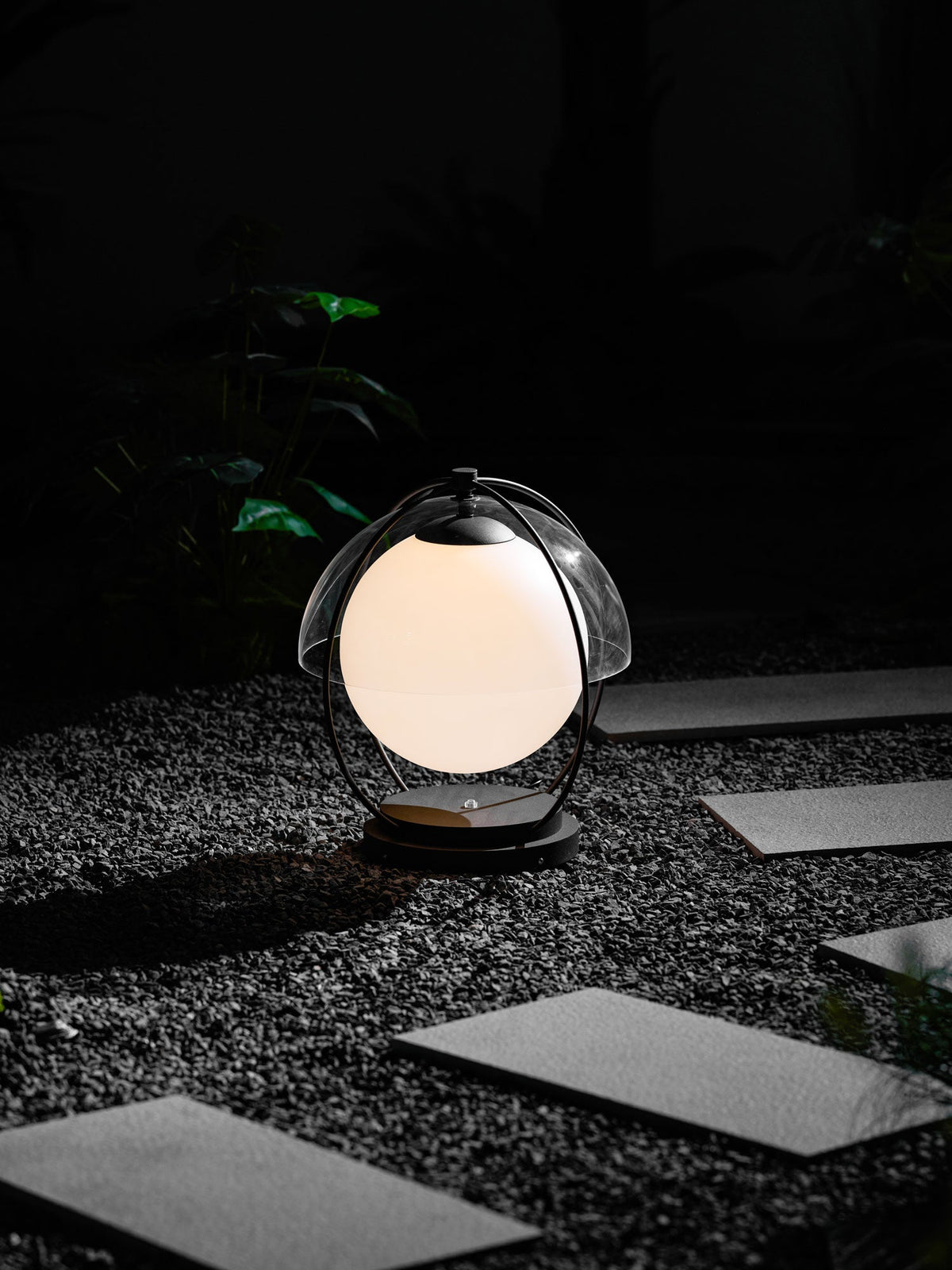 Orbital Globe Outdoor Table Lamp – Modern Sphere LED Patio Light