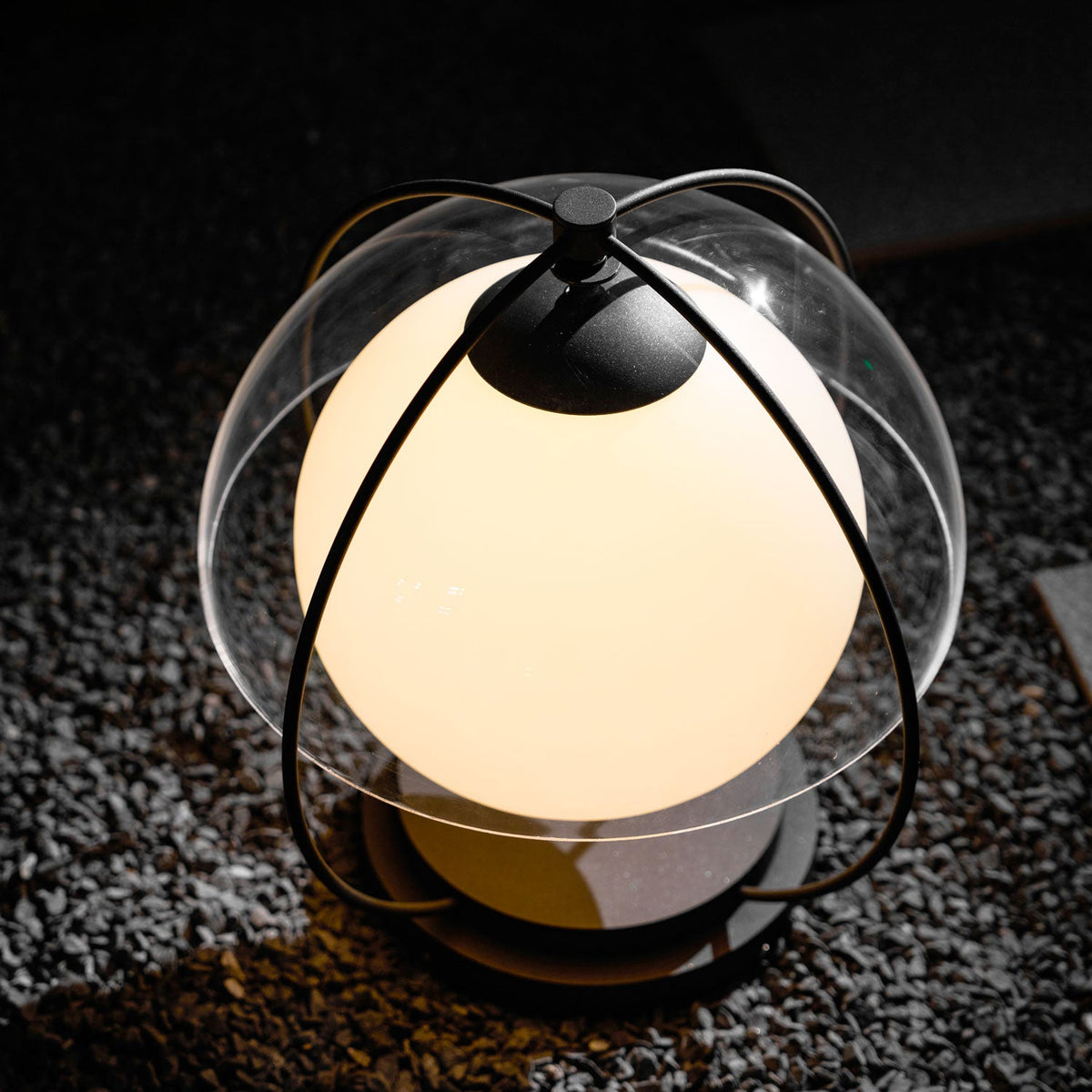 Orbital Globe Outdoor Table Lamp – Modern Sphere LED Patio Light