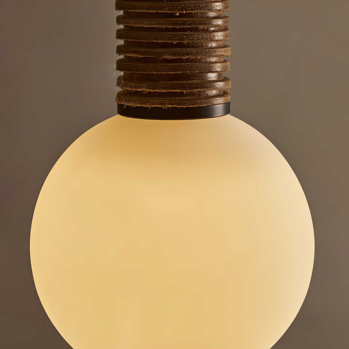 Lestro Designer Pendant Light with Leather Stem and Opal Glass Shade