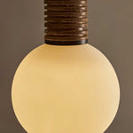 Lestro Designer Pendant Light with Leather Stem and Opal Glass Shade