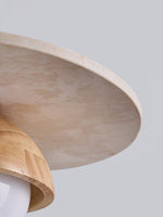 Orbitwood Pendant Light – Travertine & Wood Modern Hanging Lamp