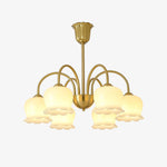 Orchids Brass Chandelier – Modern Floral Pendant Light for Dining Room