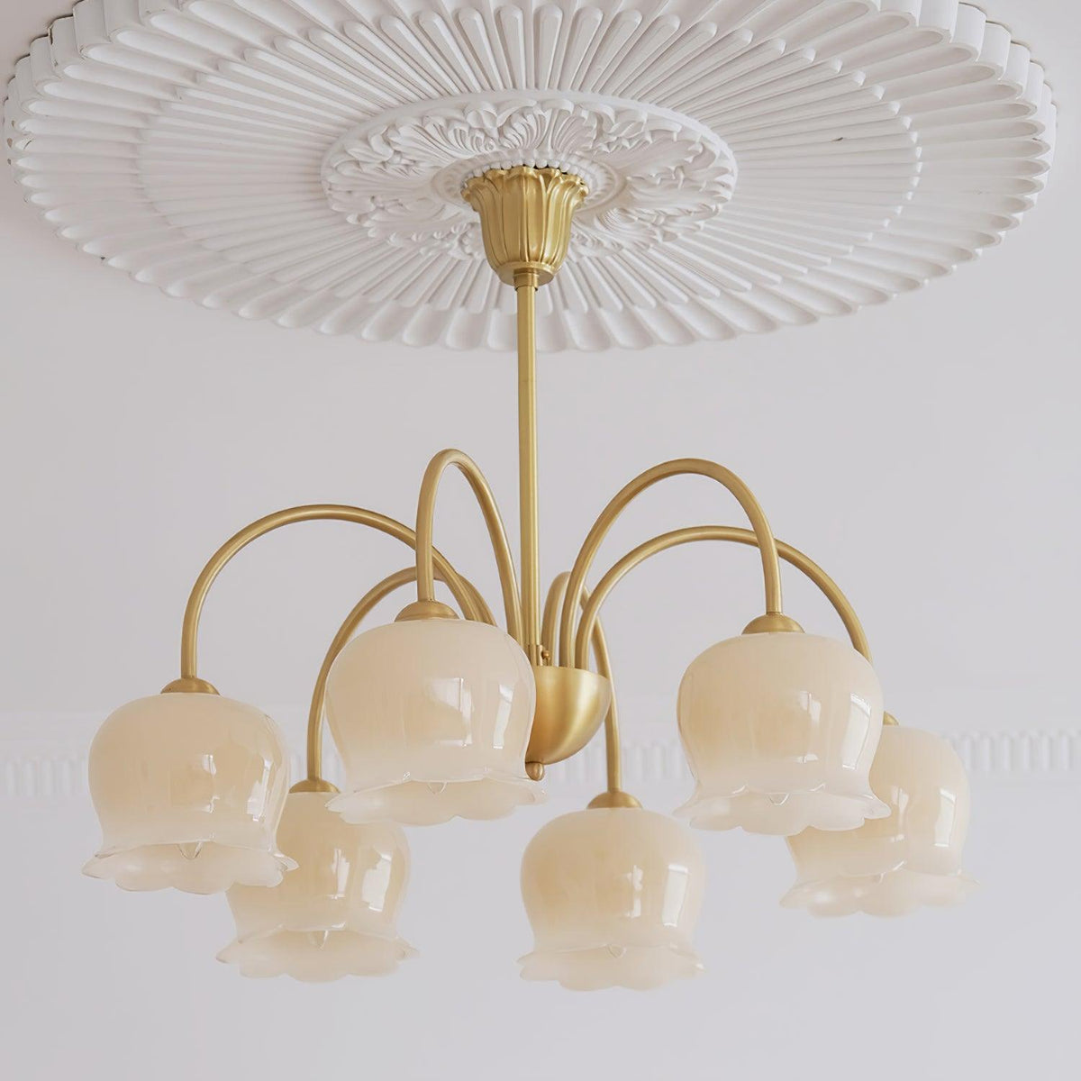 Orchids Brass Chandelier – Modern Floral Pendant Light for Dining Room