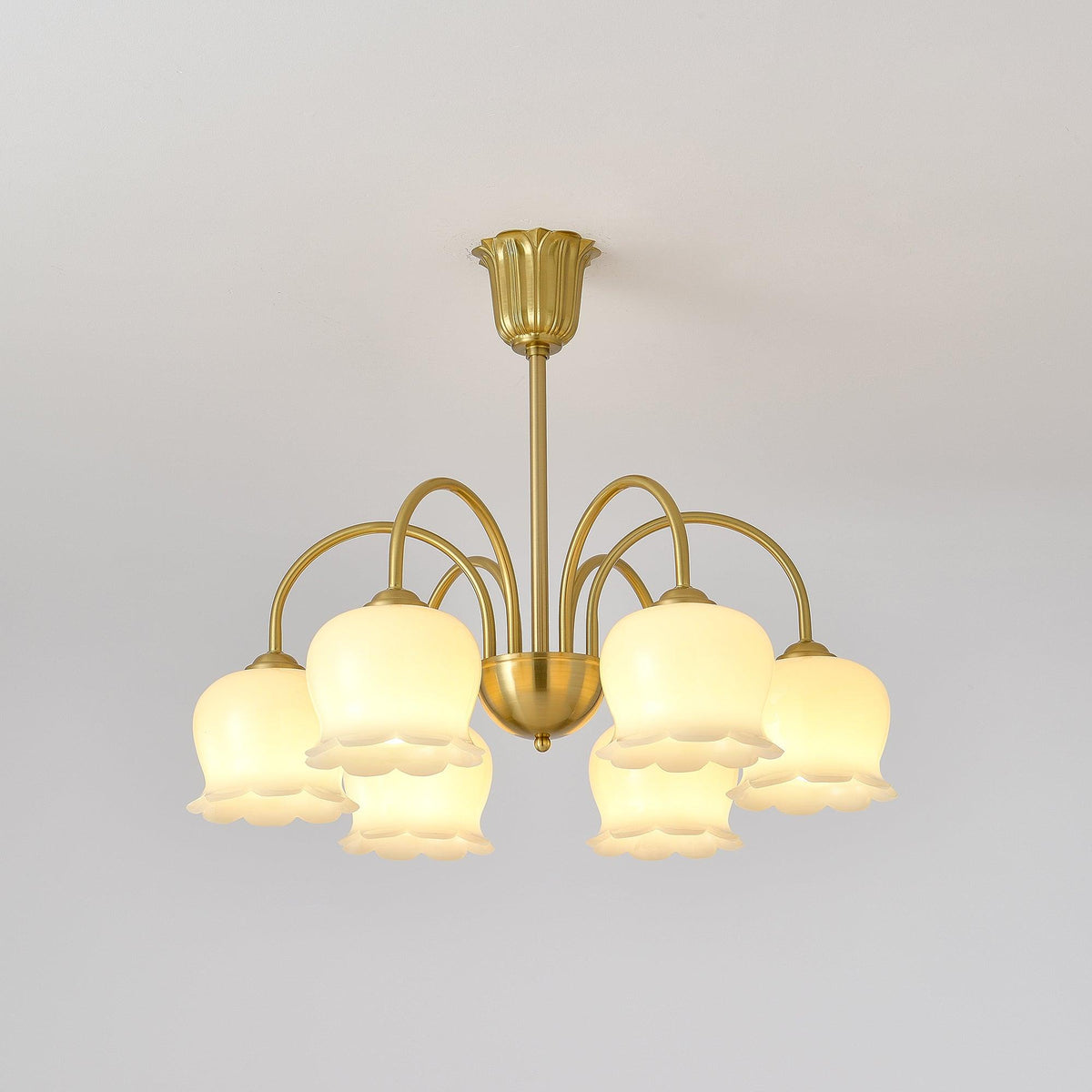 Orchids Brass Chandelier – Modern Floral Pendant Light for Dining Room