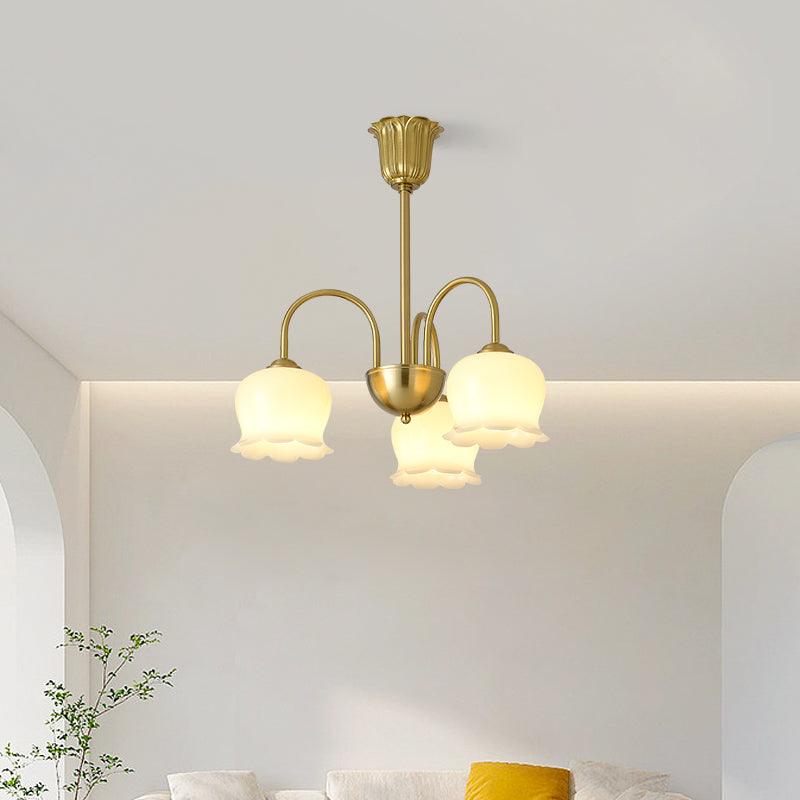 Orchids Brass Chandelier – Modern Floral Pendant Light for Dining Room