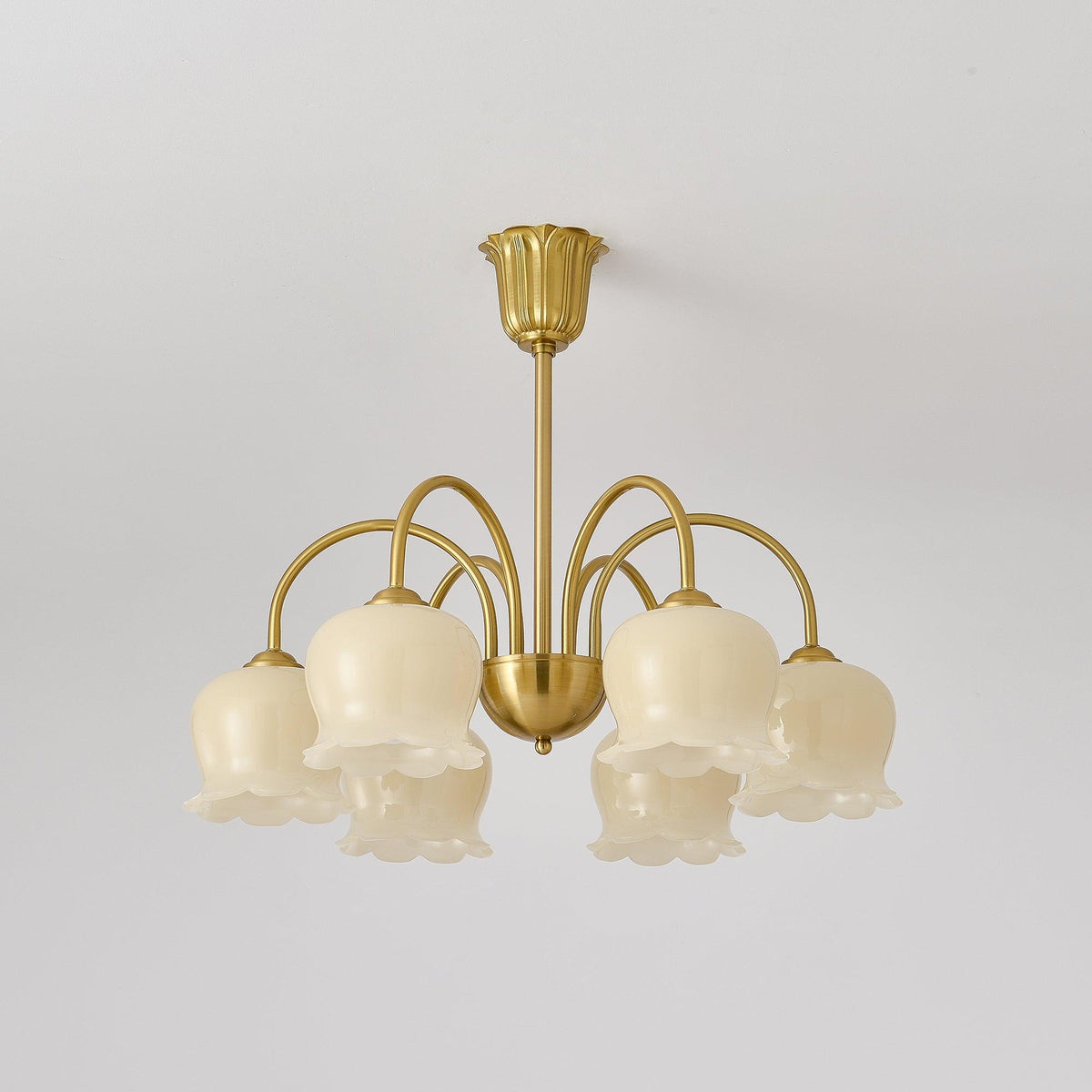 Orchids Brass Chandelier – Modern Floral Pendant Light for Dining Room