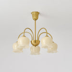 Orchids Brass Chandelier – Modern Floral Pendant Light for Dining Room