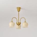 Orchids Brass Chandelier – Modern Floral Pendant Light for Dining Room