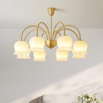 Orchids Brass Chandelier – Modern Floral Pendant Light for Dining Room