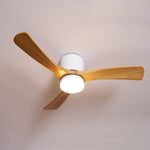 Nordic Wood Ceiling Fan with LED Light – Modern Flush Mount for Living Spaces