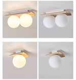 Orélie Modern Travertine Ceiling Light with Frosted Glass Globes