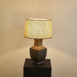 Orendi Ceramic Table Lamp with Linen Shade for Bedroom and Living Room