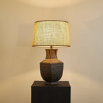 Orendi Ceramic Table Lamp with Linen Shade for Bedroom and Living Room