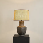 Orendi Ceramic Table Lamp with Linen Shade for Bedroom and Living Room