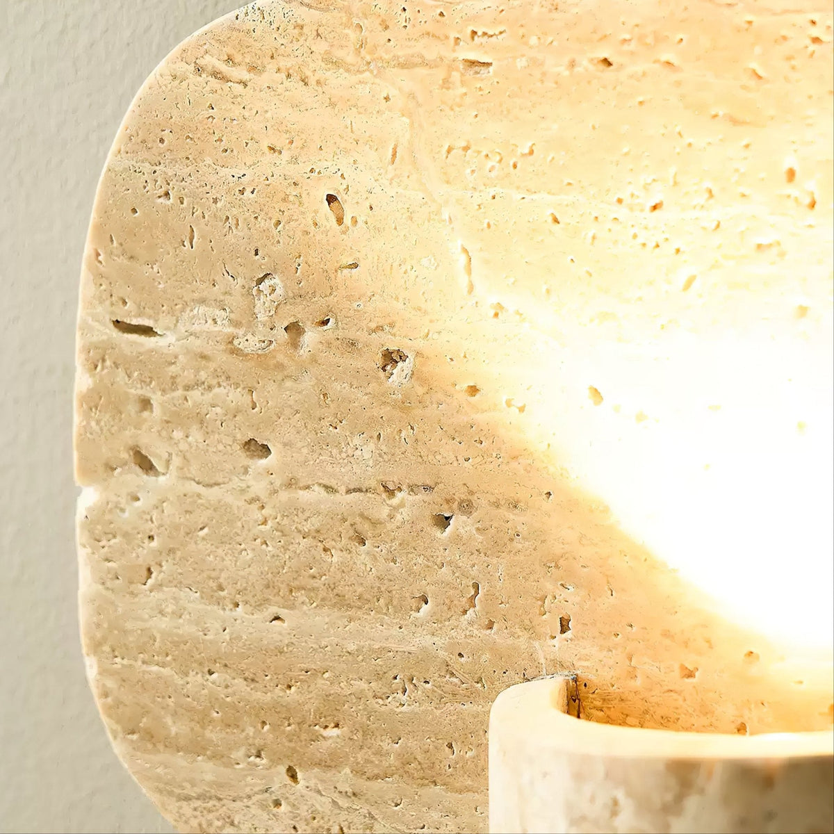 Organic Travertine Cylinder Wall Sconce in Natural Yellow Stone