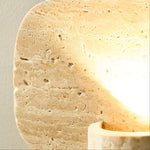 Organic Travertine Cylinder Wall Sconce in Natural Yellow Stone