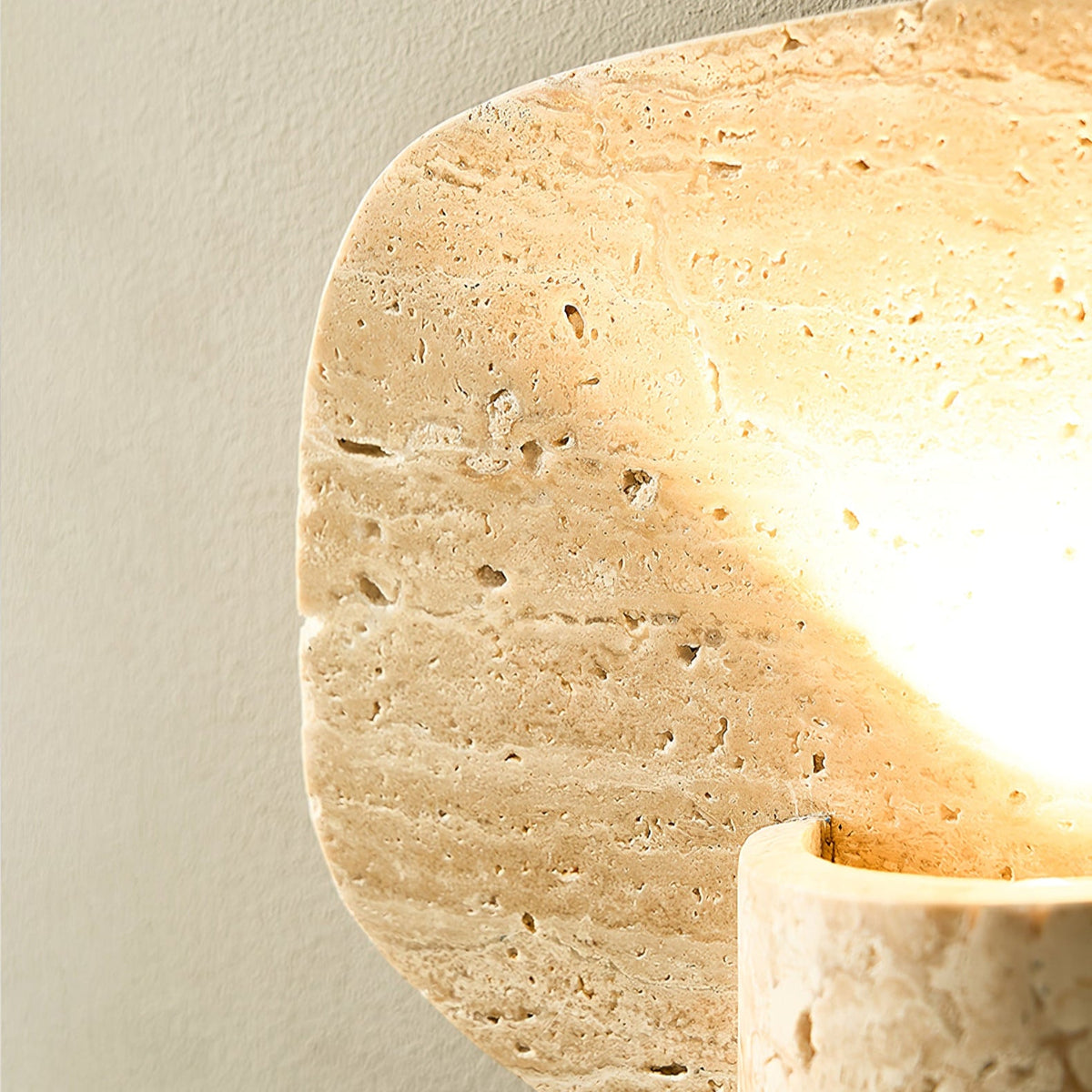 Organic Travertine Cylinder Wall Sconce in Natural Yellow Stone