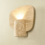 Organic Travertine Cylinder Wall Sconce in Natural Yellow Stone