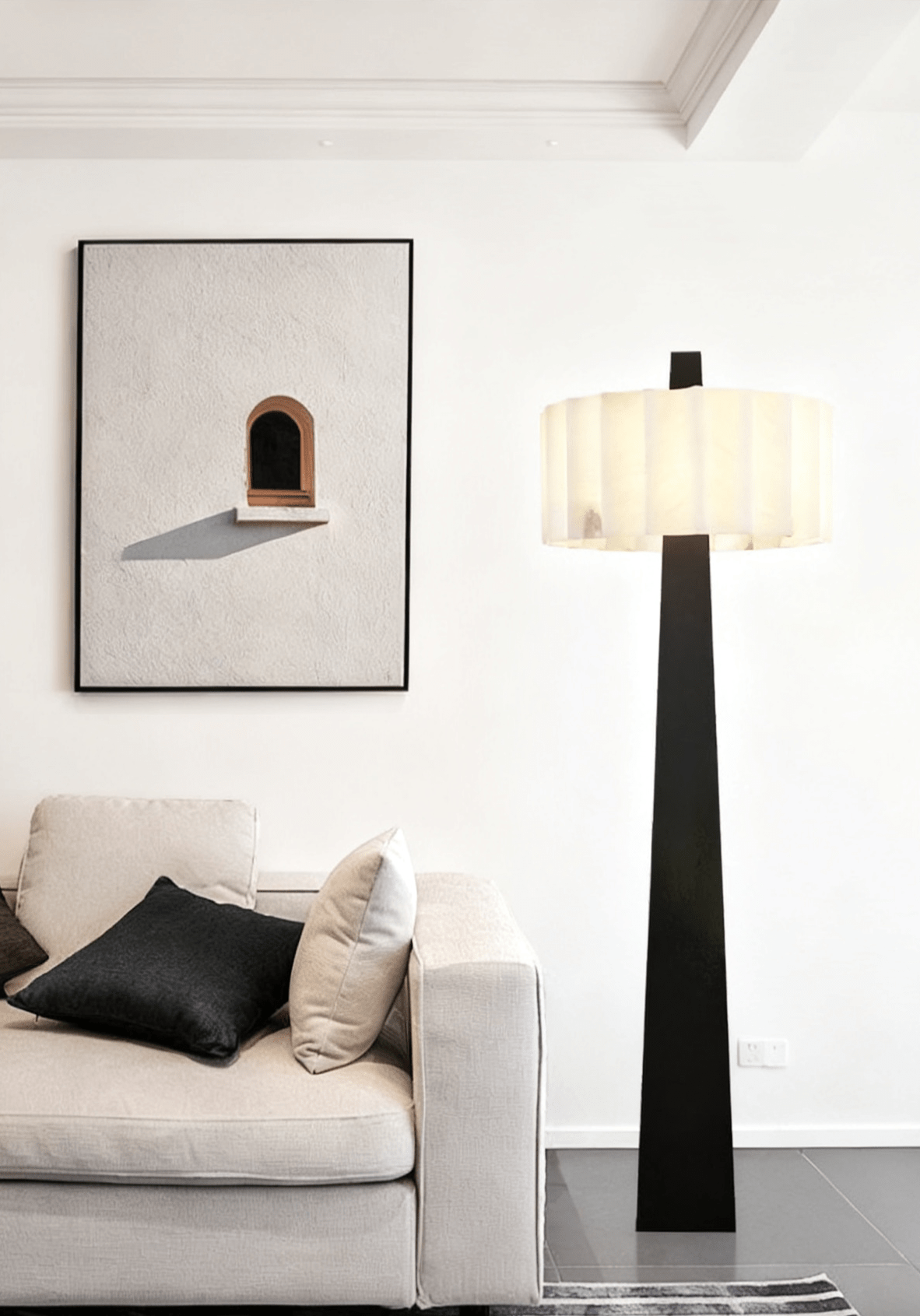 Origami Pleat Alabaster Floor Lamp – Modern Sculptural Lighting