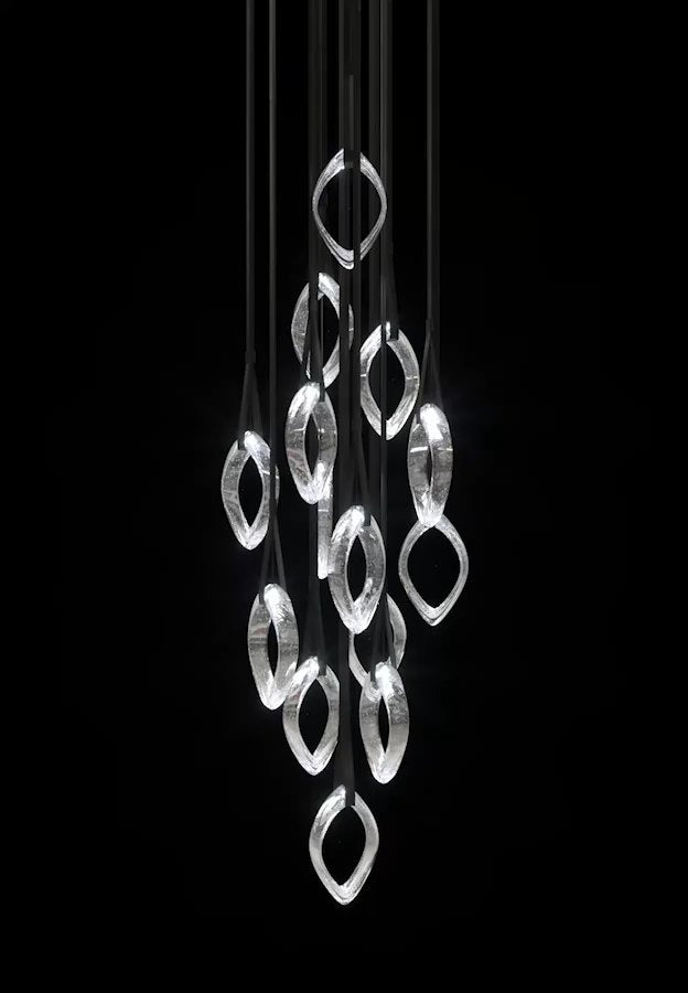 Origin Designer Chandelier in Black Metal and Glass